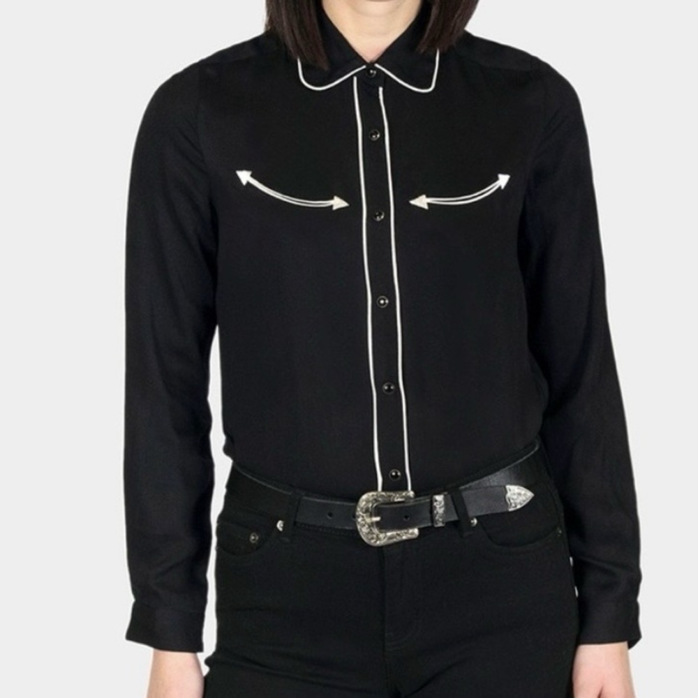 Straight to‎ hell long gone button down shirt S